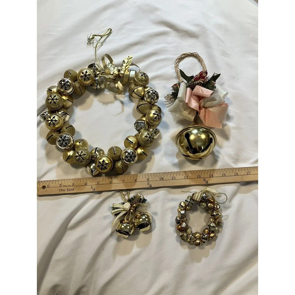 Lot Of Metal Jingle Bells Christmas Holiday Wreath Cluster Sparkle Garland Music